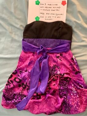 Ruby Rox Girls Strapless Black, Purple & Pink Formal Party Dress with Sash